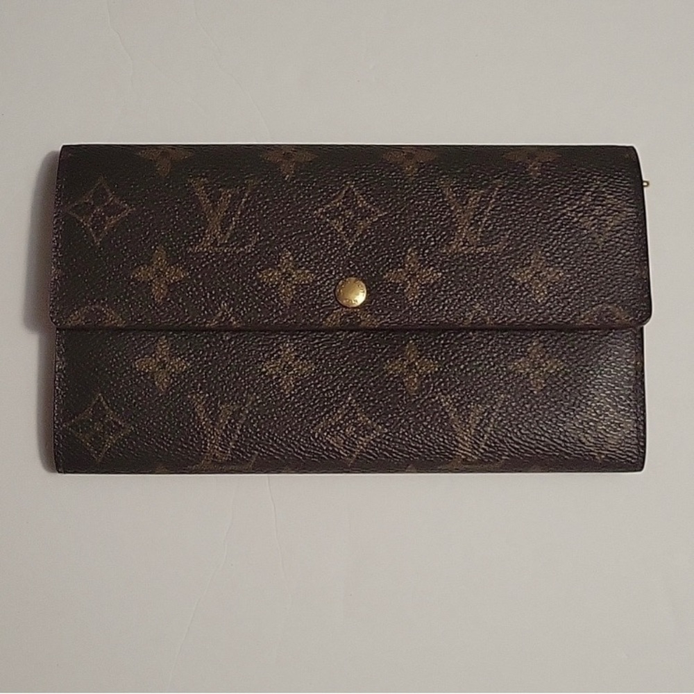 Authentic LOUIS VUITTON Monogram Canvas Leather Sarah Portefouille Wallet EUC